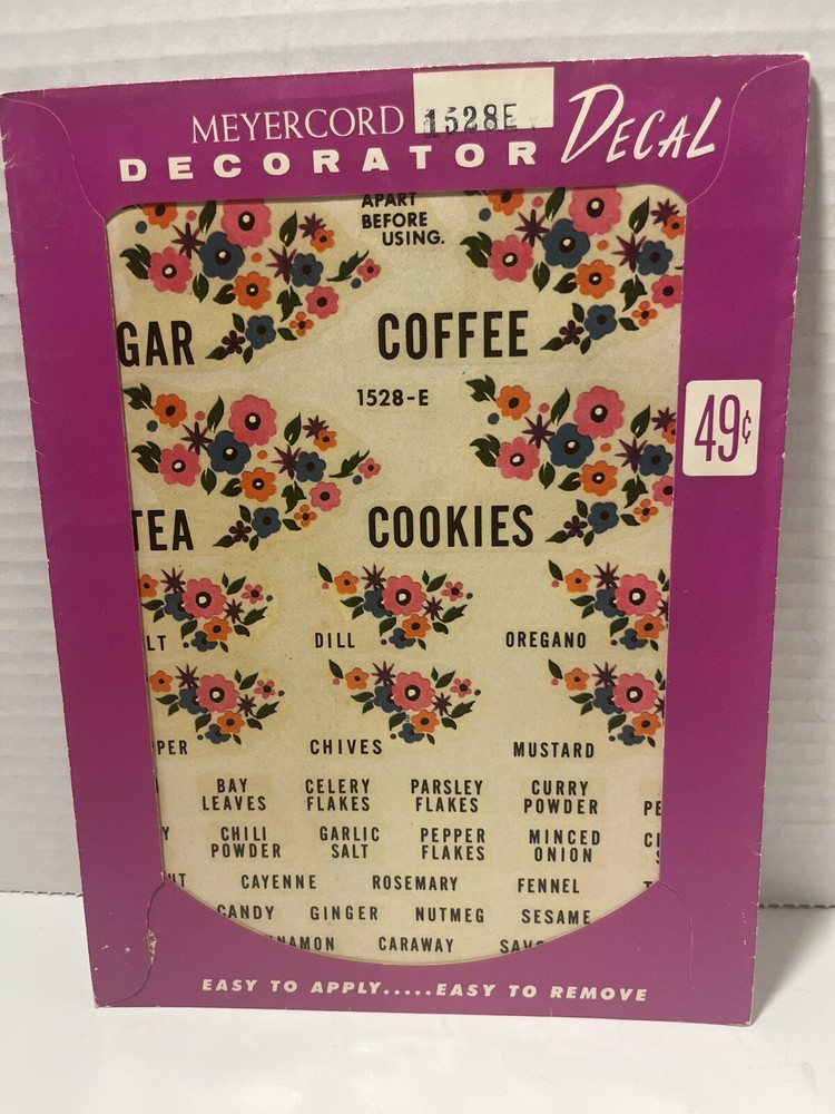Vintage Meyercord Decal Transfer Pattern Kitchen Labels # 1528E