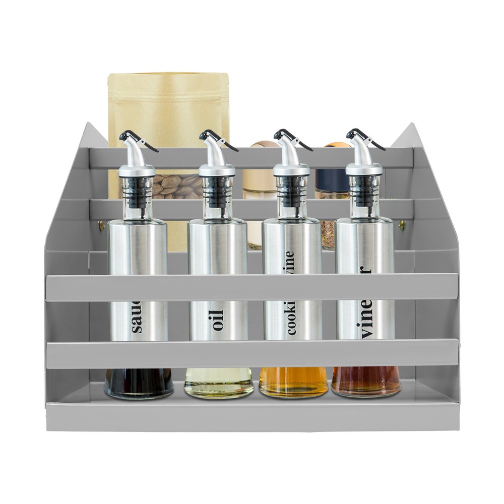 Pull Down Cabinet Organizer 2 Tier Pull-Out Cabinet Wall Shelf Spice Dishes Rack