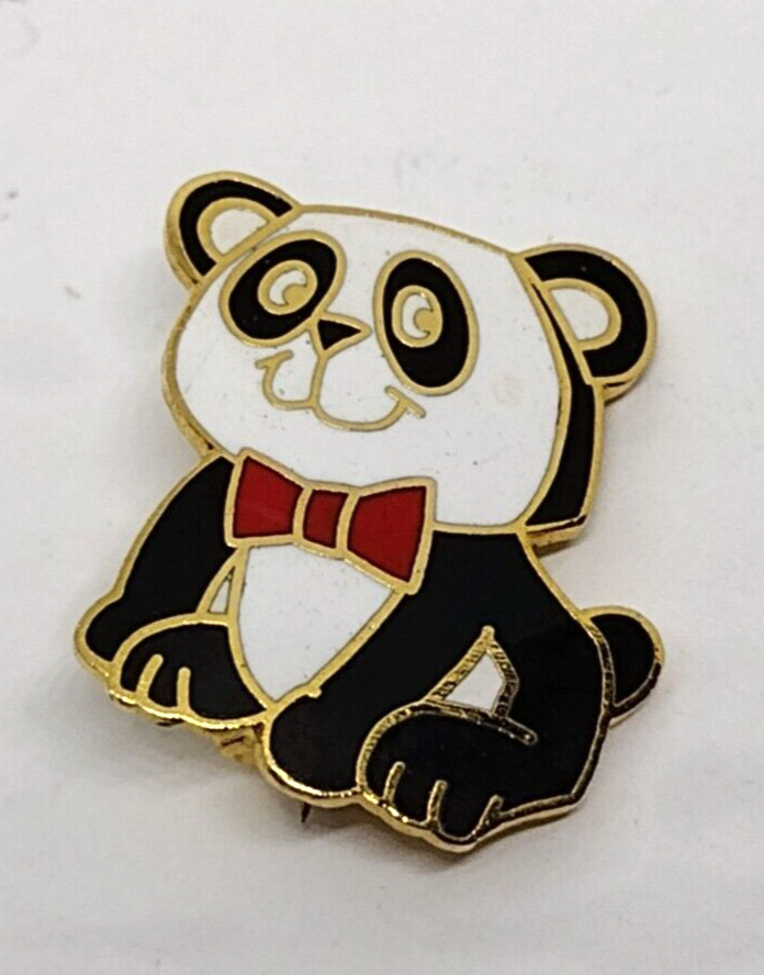 Red Bow Tie Panda Bear Lapel Pin