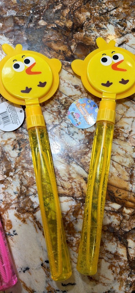 Cute Pink & YellowCharacter Bubble Wands/Clapper Toys