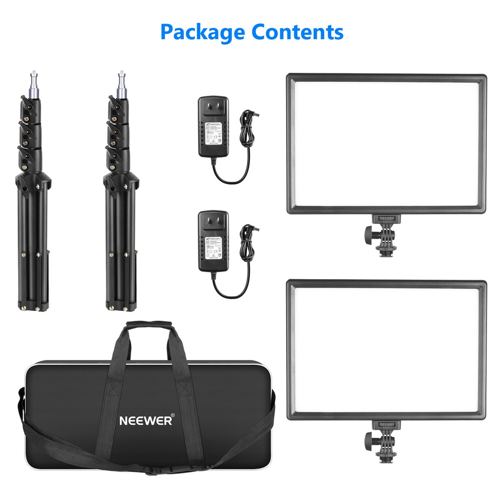 NEEWER LED Video Lighting Kit with Light Stand 2-Pack 384 LED Soft Video Light