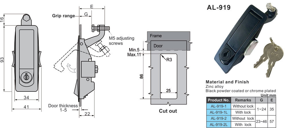 Compression Latch Replacement Southco C2-32-25 Flush Lever Adjustable