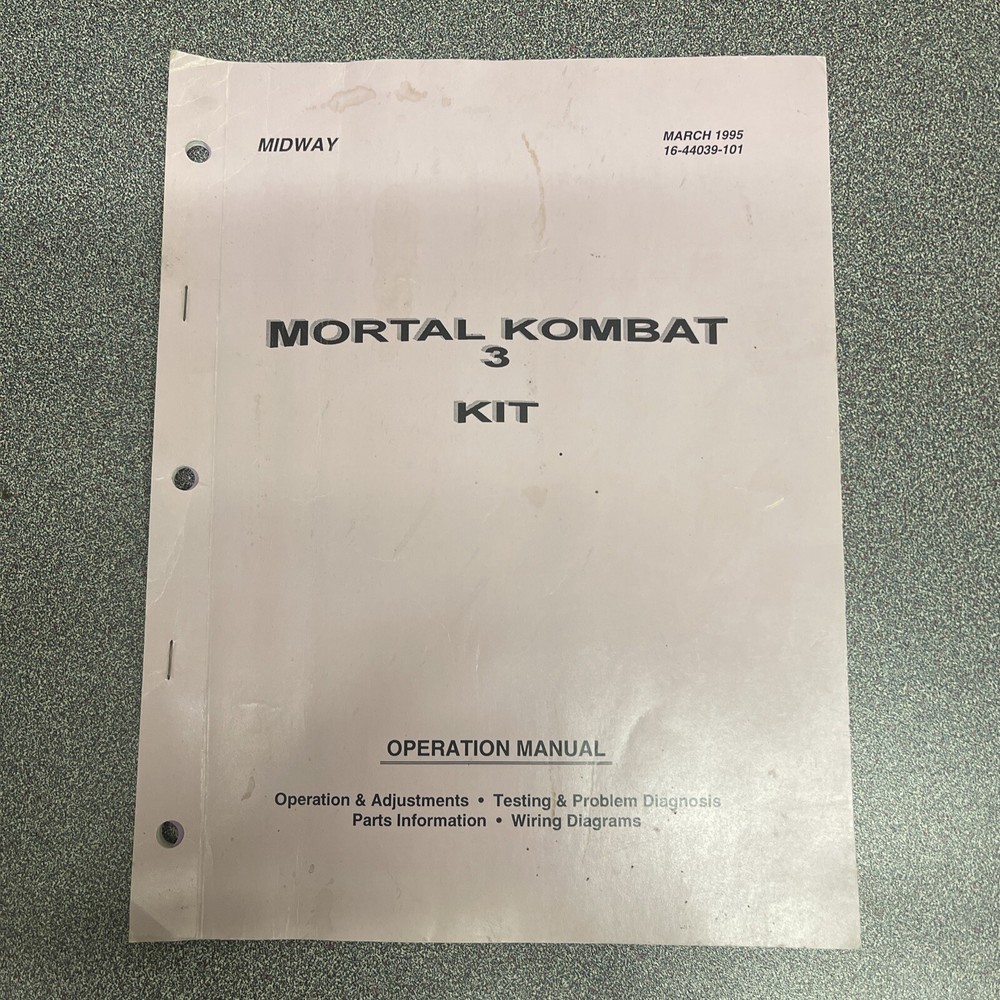 1995 Midway Mortal Kombat 3 Kit Operators Manual