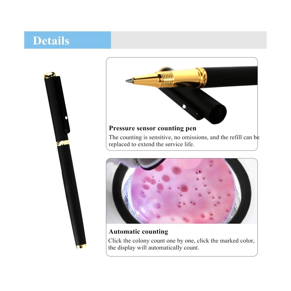 110V Microbial Bacterial Colony Counter Bacterial Quantity Counting Tester