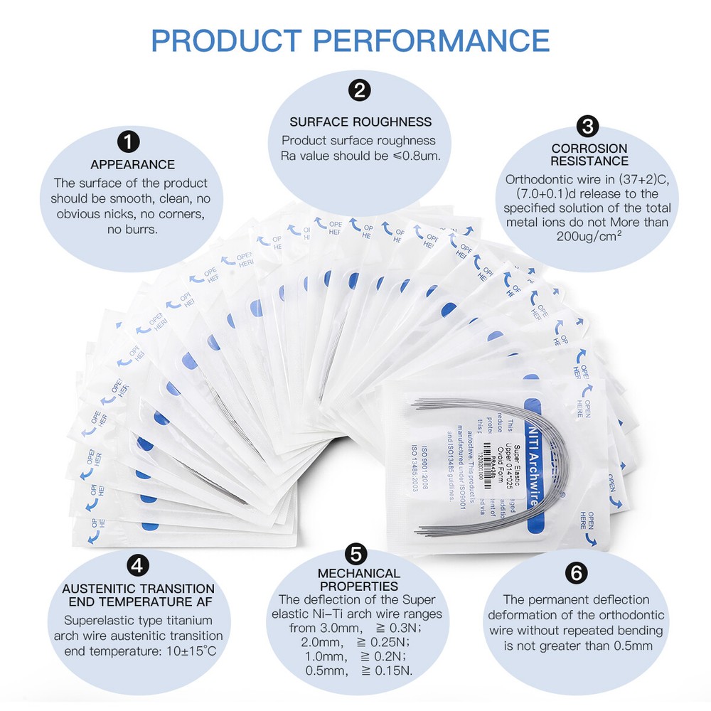AZDENT Dental Orthodontic Arch Wire Super Elastic Niti Rectangular Ovoid Form US