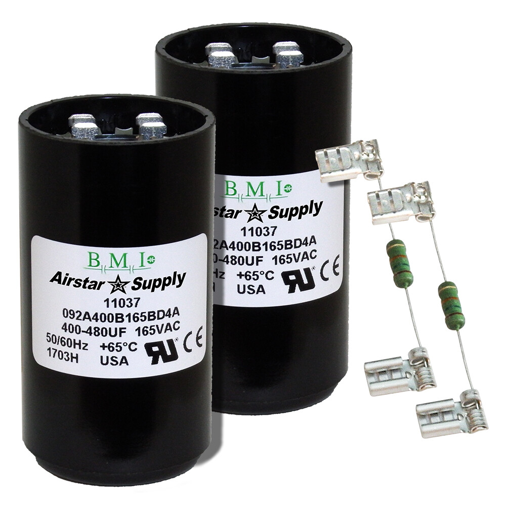 (2) PACK , 400-480 UF MFD HVAC Motor Start Capacitors 165 VAC VOLT & Resistors