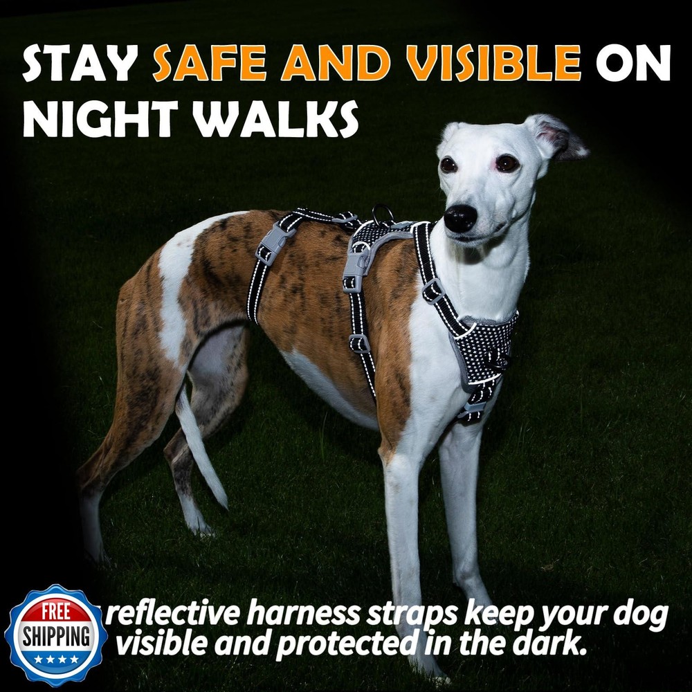 Huntboo Escape Proof Dog Harness – No Pull, No Slip, Fully Reflective, Adjust