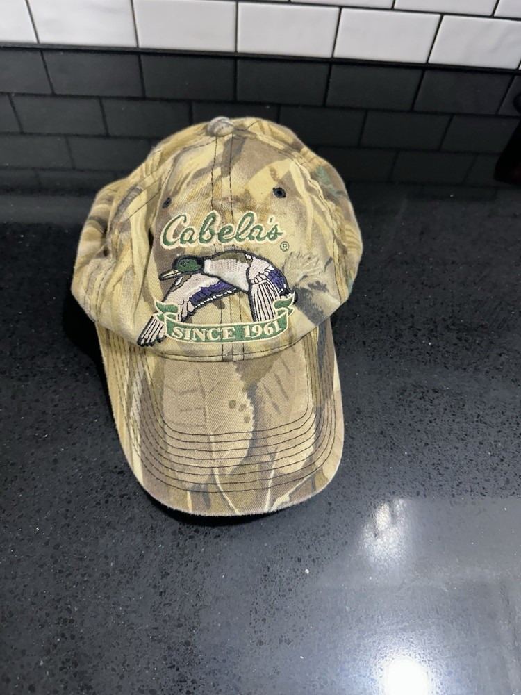 Cabela's Camouflage Cotton Adjustable Strap Embroidered Duck Hat-see description