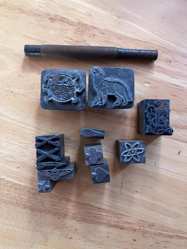 CRAFTOOL CO LEATHER STAMP LOT WOLF TURTLE ARROW MISC