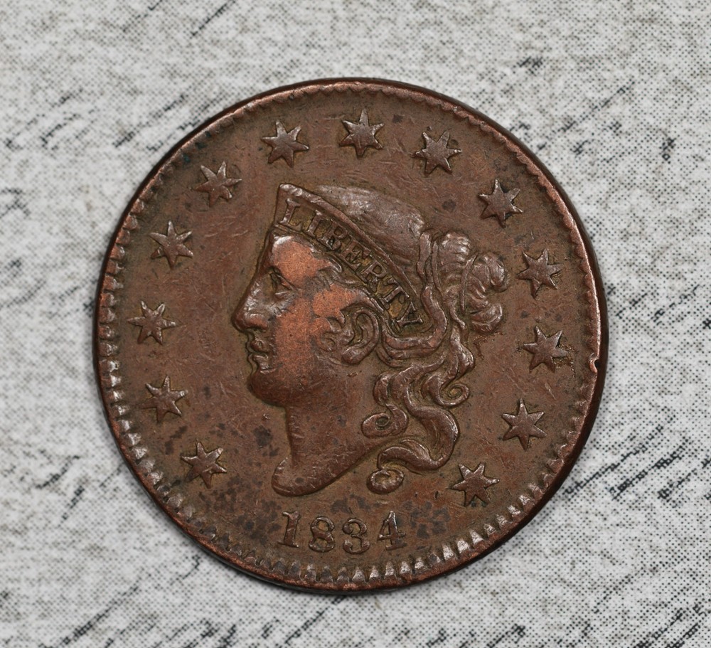 1834 Coronet Head Large Cent Small 8 #2FIB