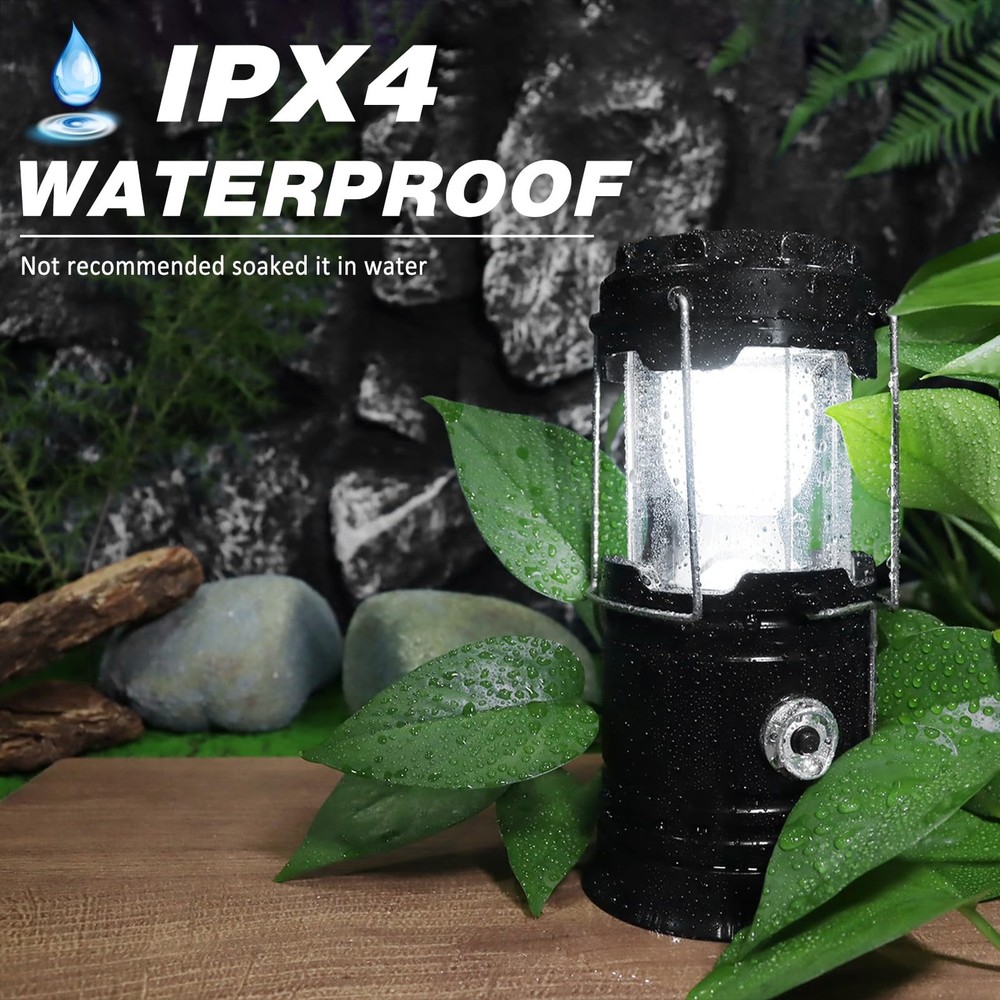 DIBMS Solar Camping Lantern, Collapsible LED USB Rechargeable White