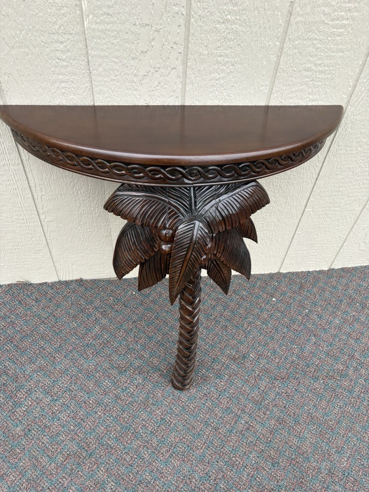 65312 Pair Mahogany Palm Tree Wall Table Stand s