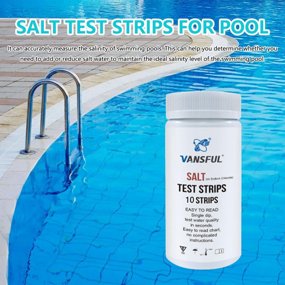 10x Salt Test Strips - Multi-Purpose Swimming Pool Saltwater Detection Strips
