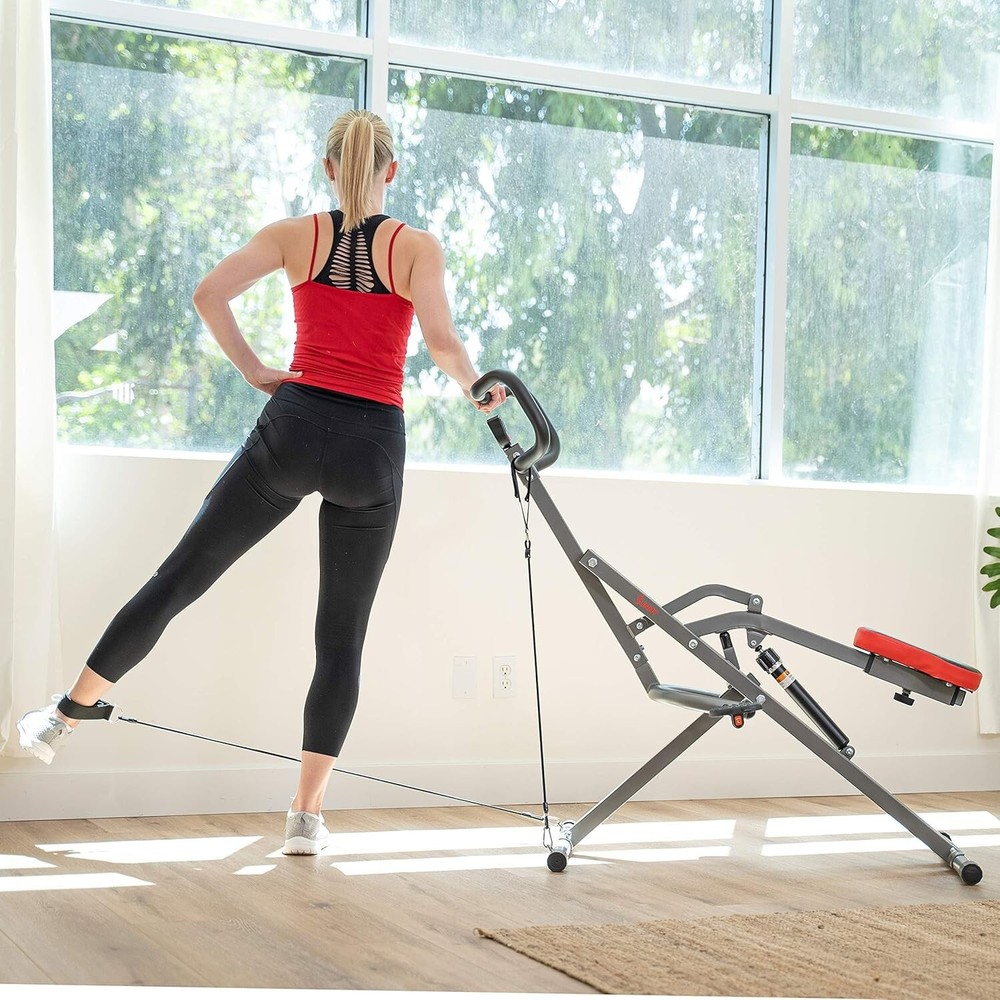 Row-N-Ride PRO: Compact Full Body Squat Machine with Adjustable Resistance Bands