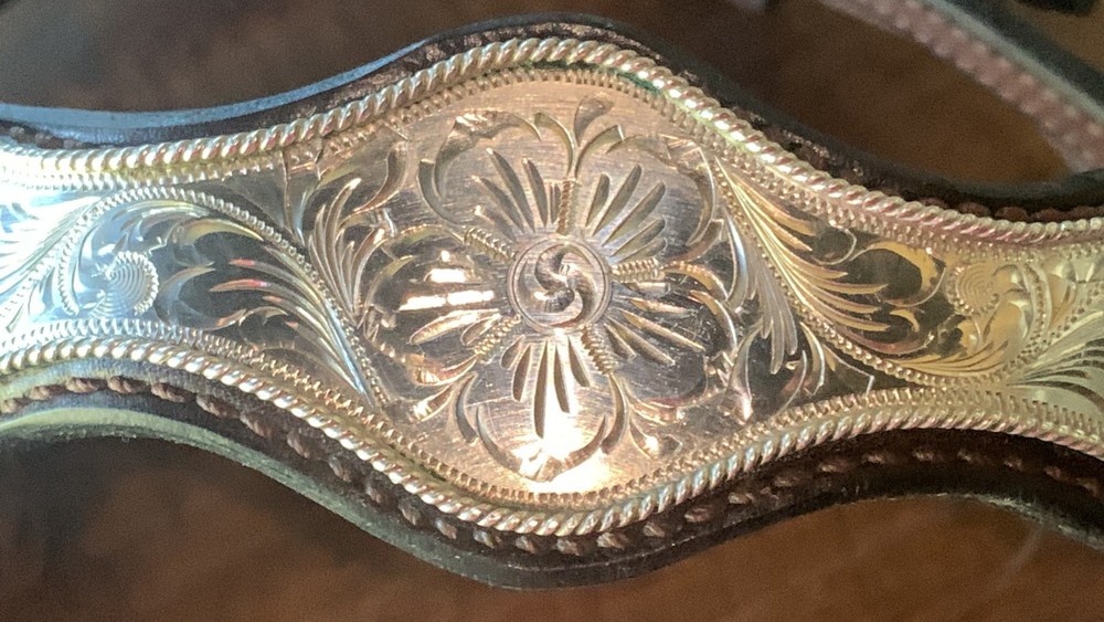 VINTAGE STERLING SILVER BROWBAND HEADSTALL - LOADED with SILVER!