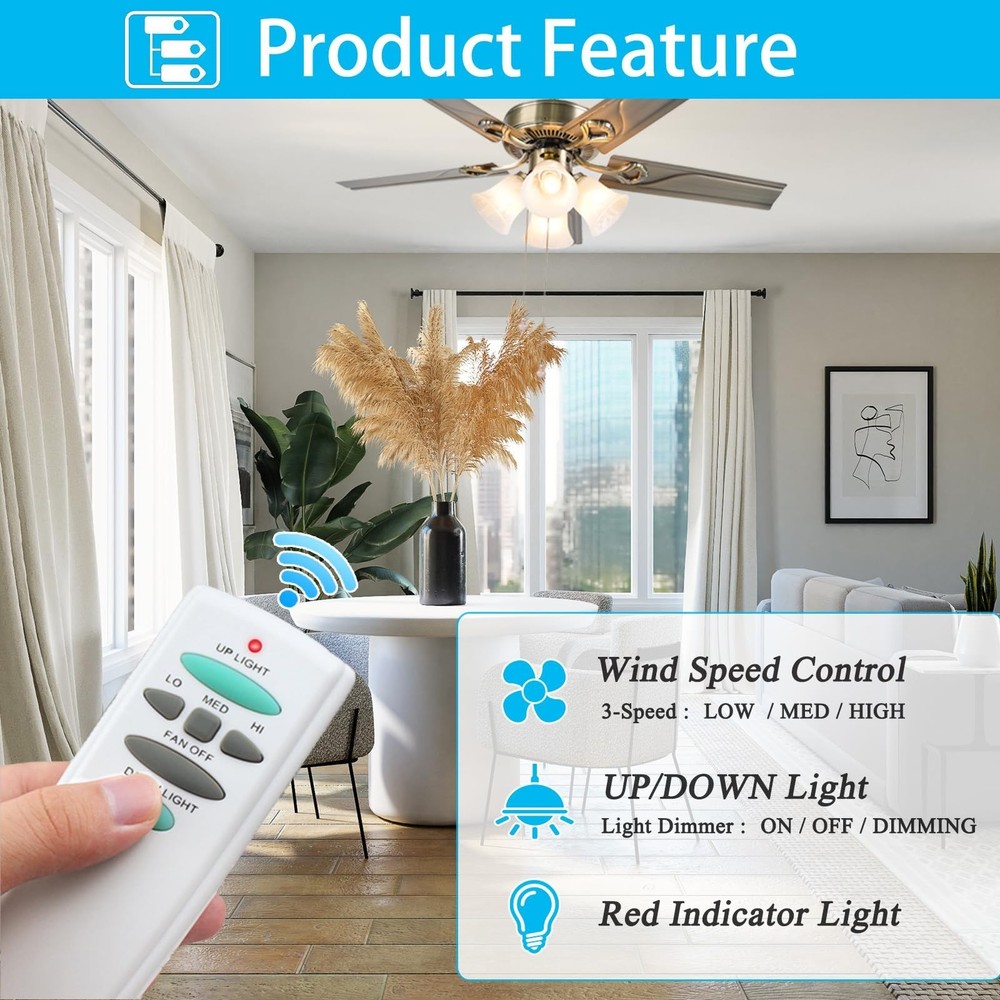 Ceiling Fan Remote Control Kit with Up Down Light, Replacement for Hampton Bay