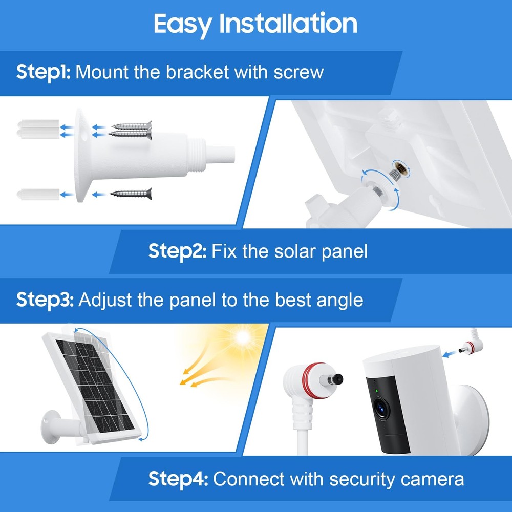 Solar Panel for Ring Camera, 2 Pack solar panels for Ring Security Camera, 5W...