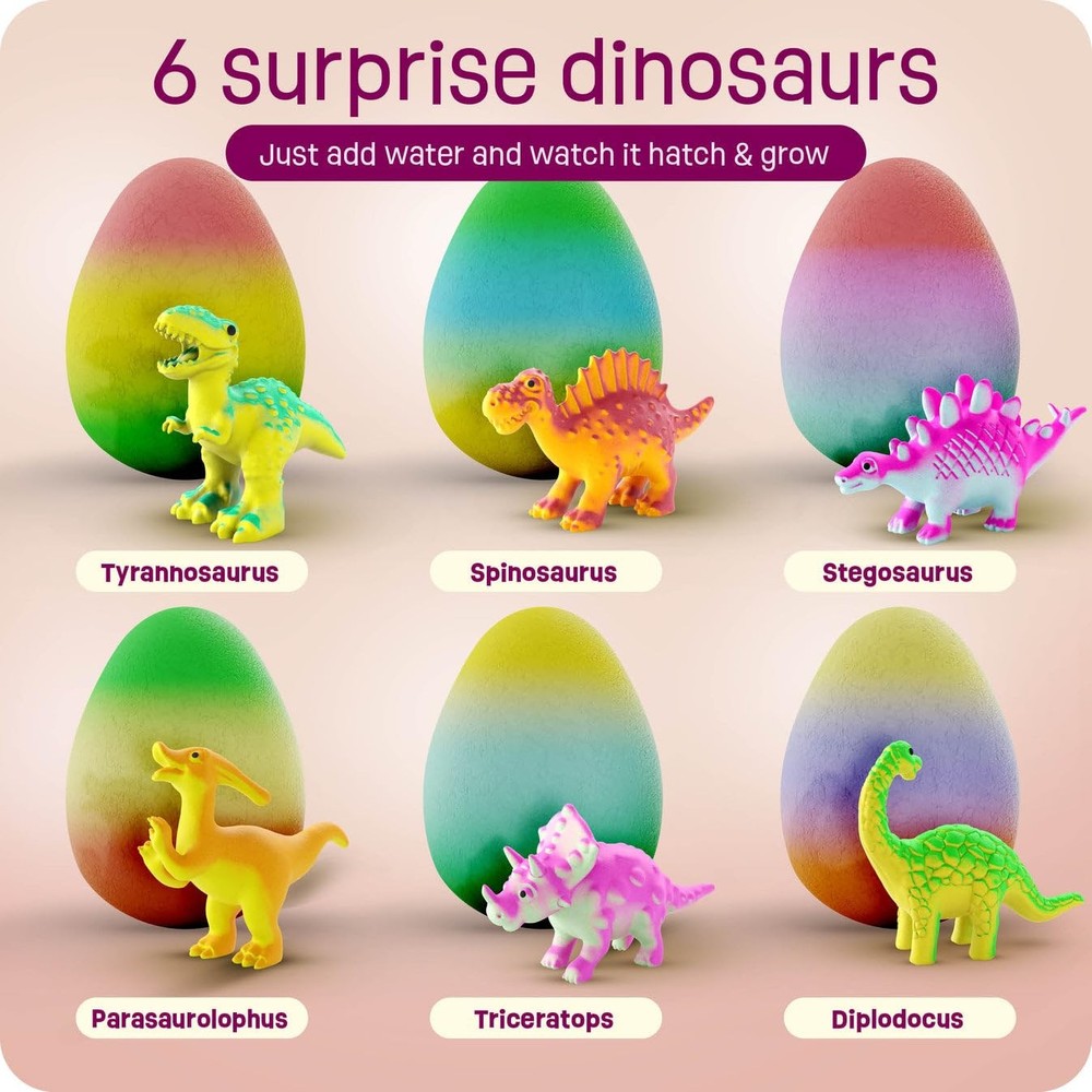 Dan&Darci Dinosaur Hatching Surprise Eggs for Kids - Medium, Multicolored