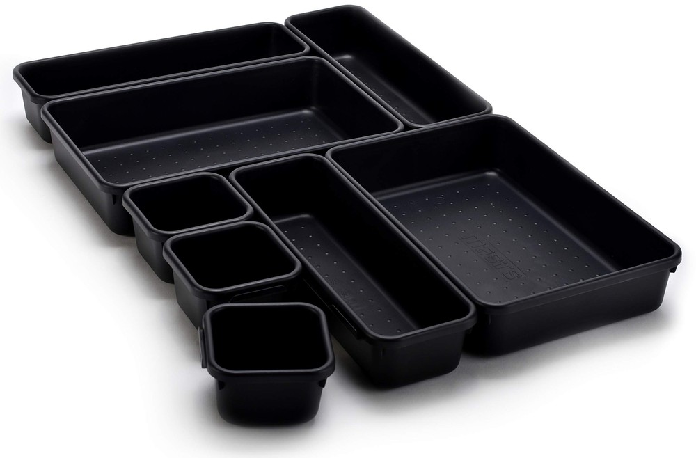 Interlocking Drawer Organizer Bins, Durable Plastic, Various Sizes(8-Piece Set)