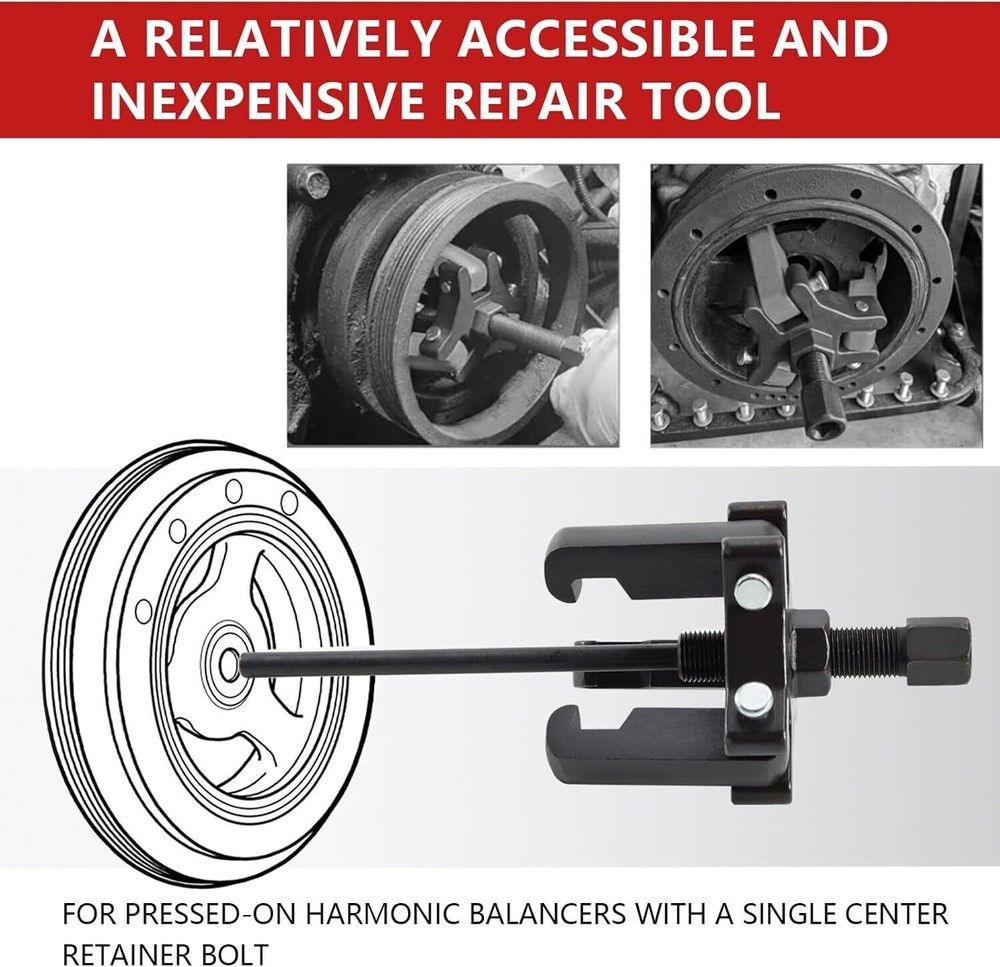 Harmonic Balancer Puller with Adjustable 3-Jaw Puller Kit, Forcing Screw Fits