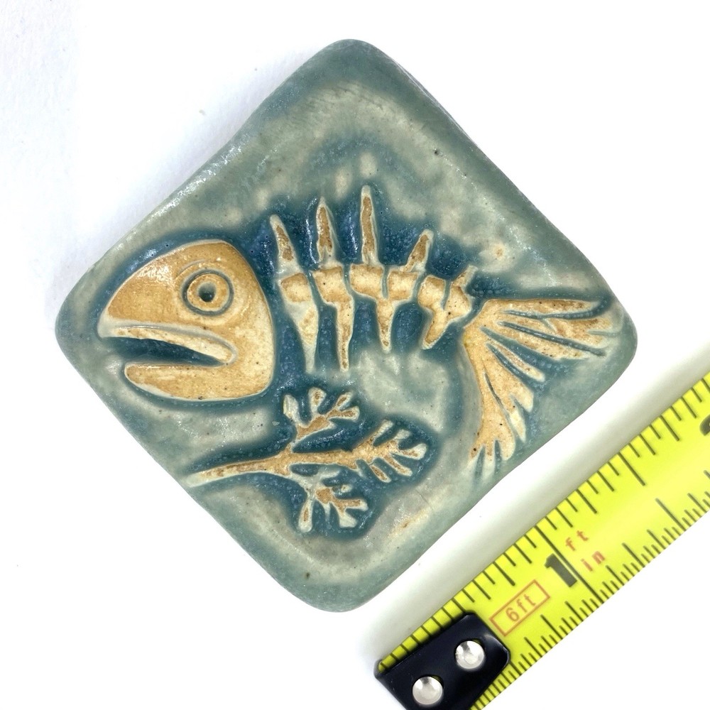 Fish Dinner 2x2” Ceramic Art Tile By Gretchen Kramp