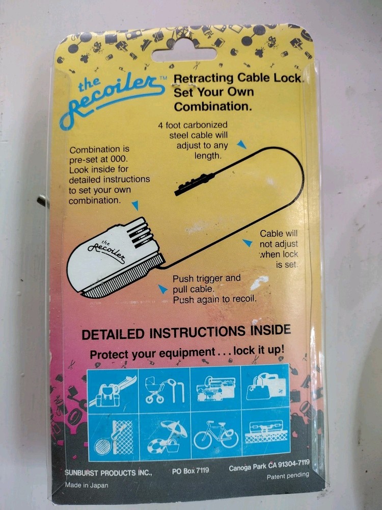 Tote The Recoiler Retractable Cable Lock 3 Combination BLACK