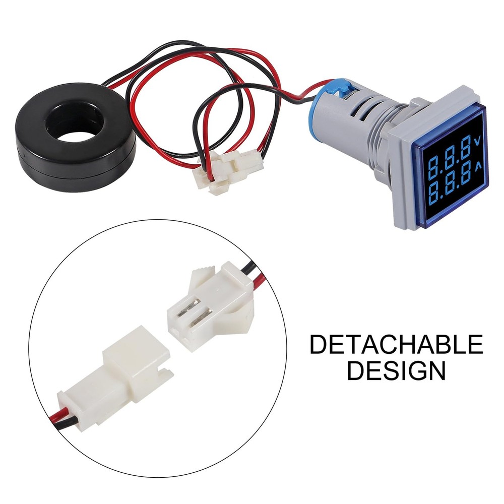Blue LED Display Voltmeter Square Dual Display Voltmeter and Ammeter LED Digi...