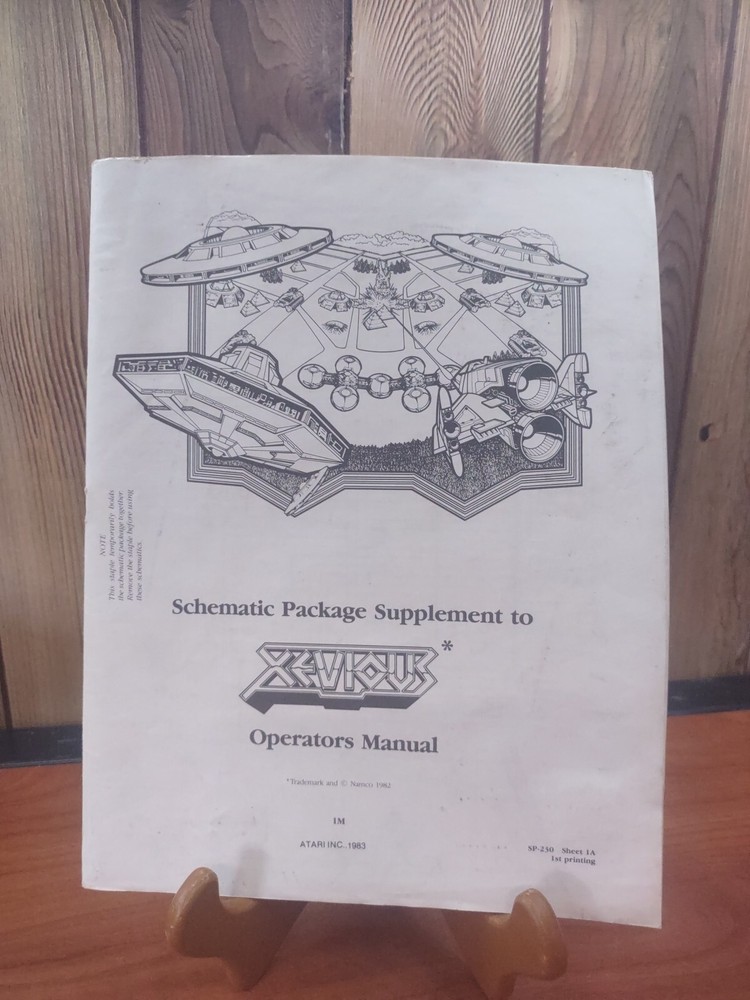 Atari XEVIOUS Schematic Package Supplement Arcade Manual - good used original