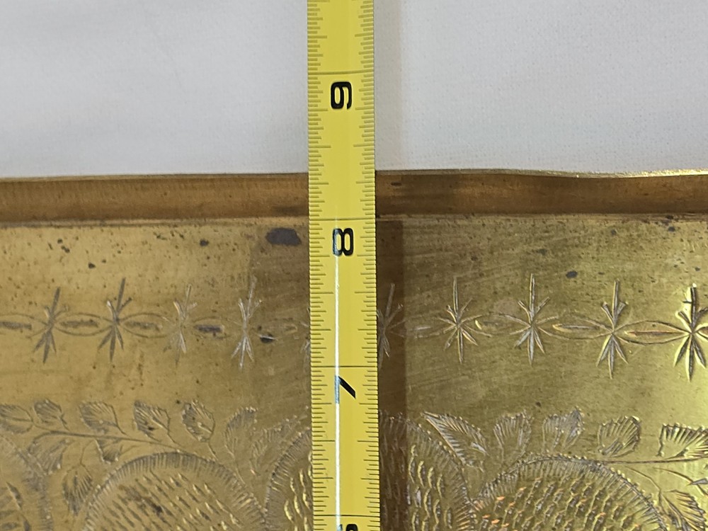 Small/Medium Vintage Brass Indian Serving Tray 12¼" X 8¼"
