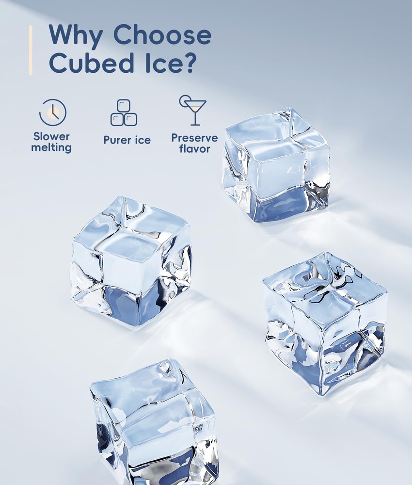 ecozy Ice Cube Maker Countertop, 45 lbs Per Day Ice Machine, 24 Cubes Ready