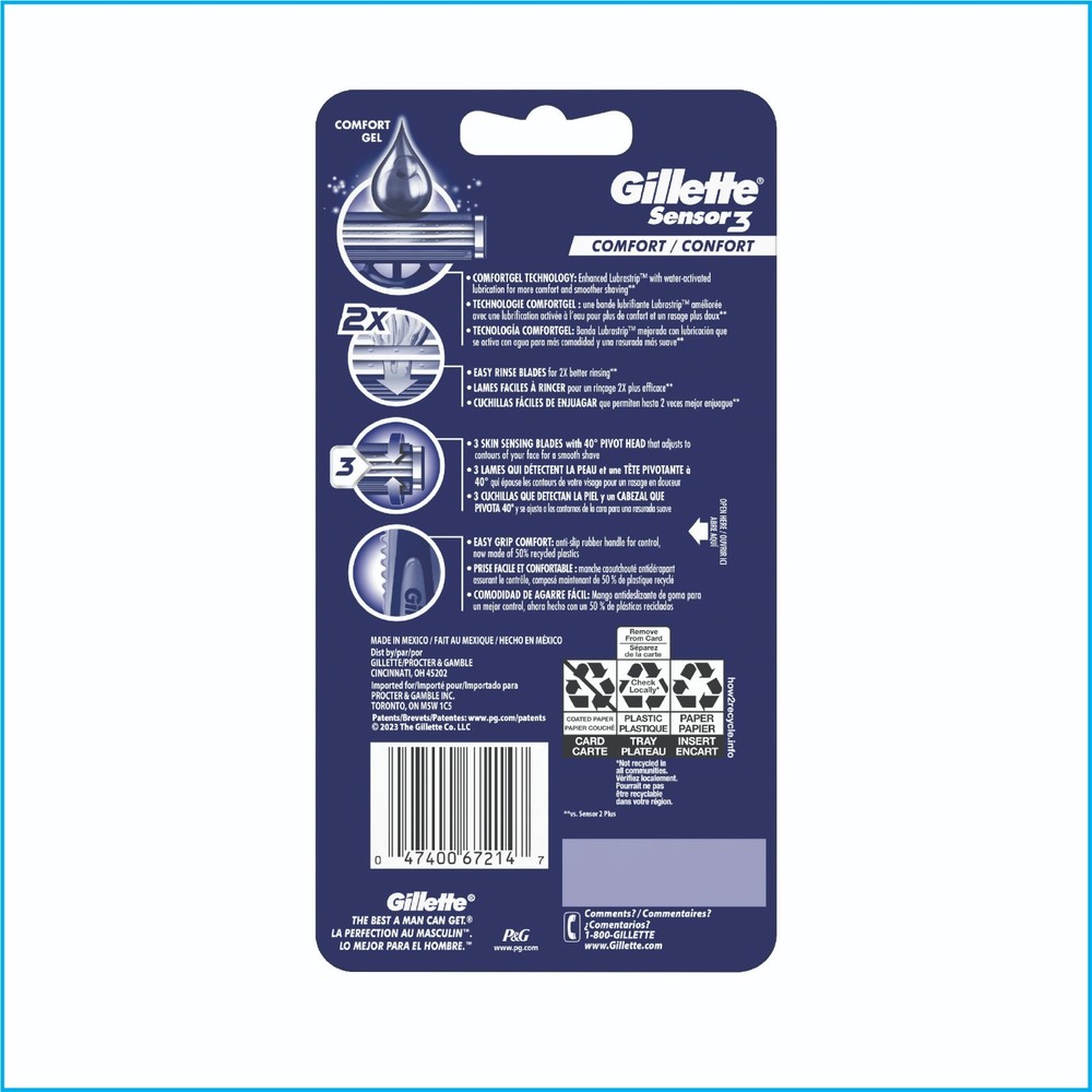 Gillette Sensor3 Comfort Disposable Razors 7 Pack – Men’s Smooth Shave