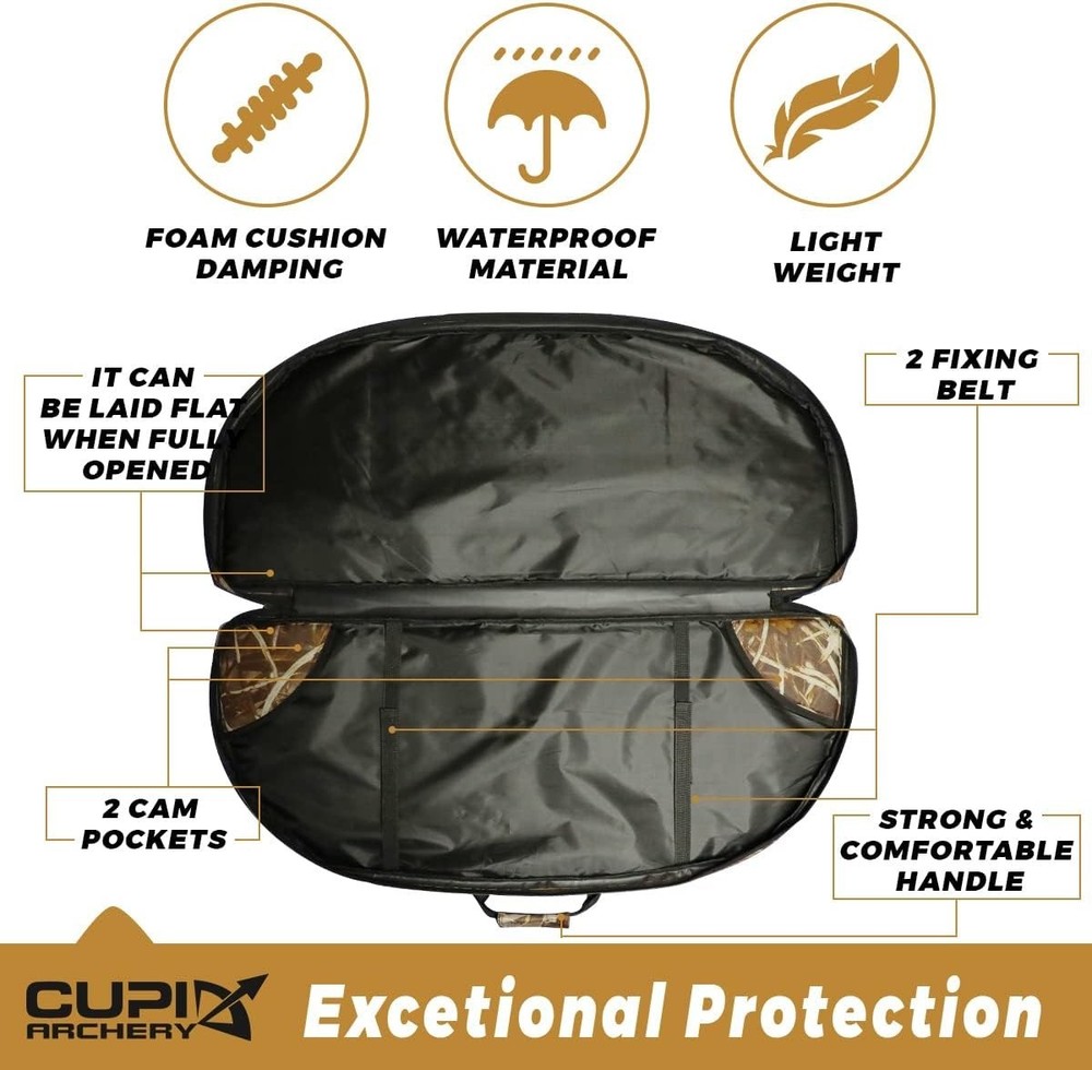 Compound Bow Case Soft Light-Weight Backpack Camo Canvas with Arrow Pocket