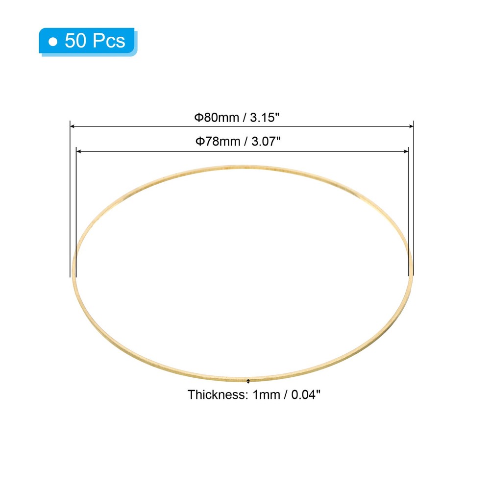 80mm OD x 78mm ID Earring Beading Hoop, 50Pcs Solid Copper Beading Ring