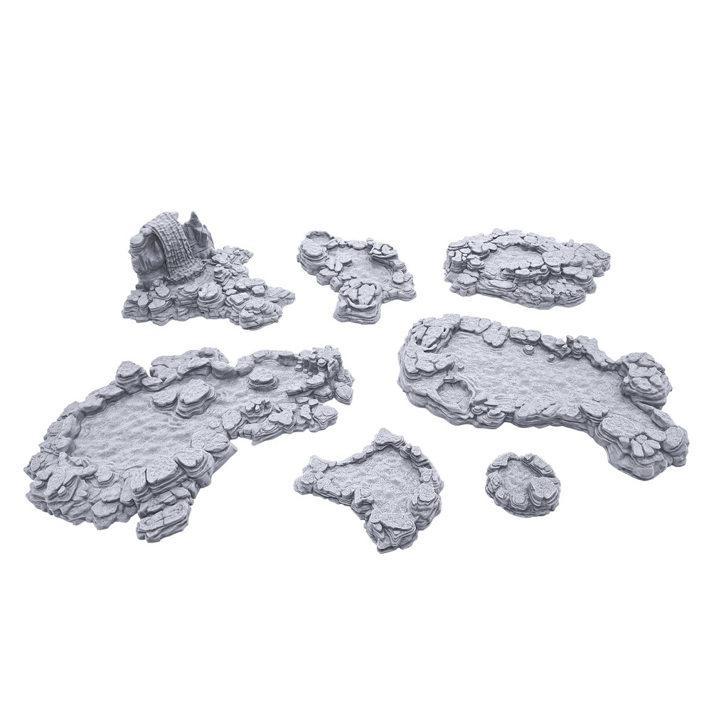 Grotto Cavern Pools by Printable Scenery, 3D Printed Tabletop RPG Scenery 28mm