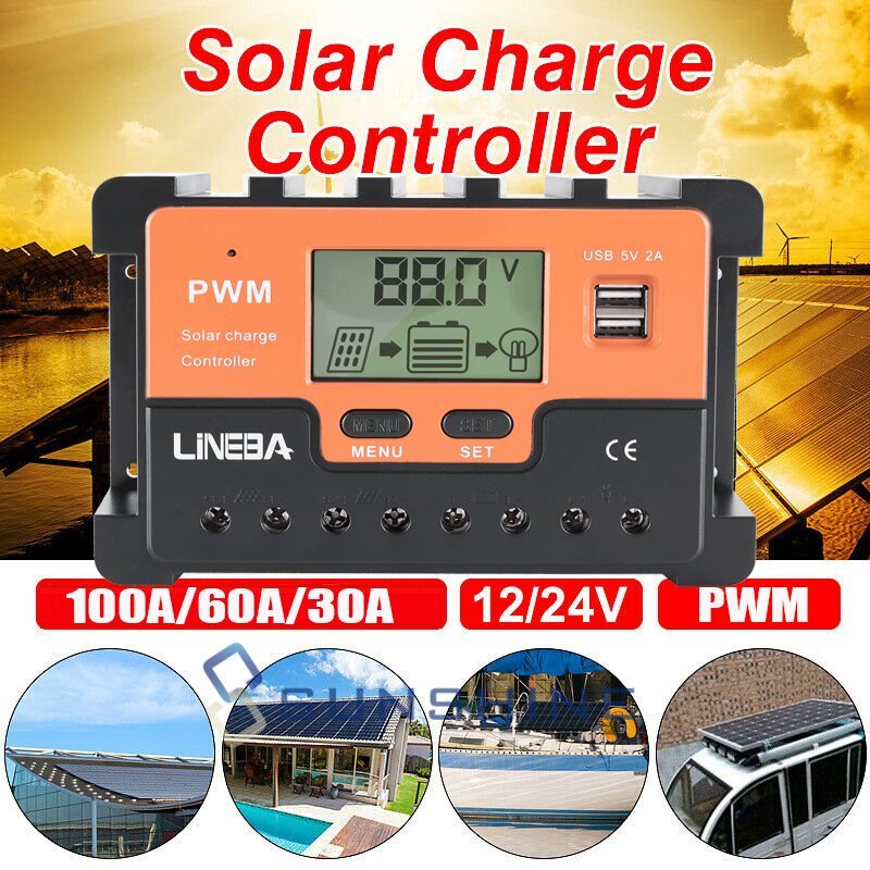PWM Solar Charge Controller 12V/24V/48V Solar Panel Regulator for AGM Lithium