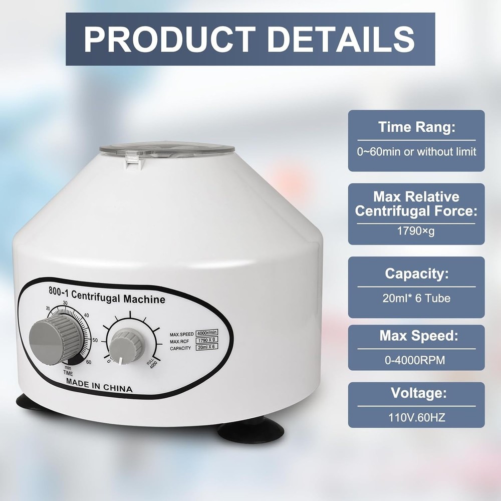 High-Efficiency Lab Centrifuge - 6 Tubes, Precise Speed Control, Timer Function