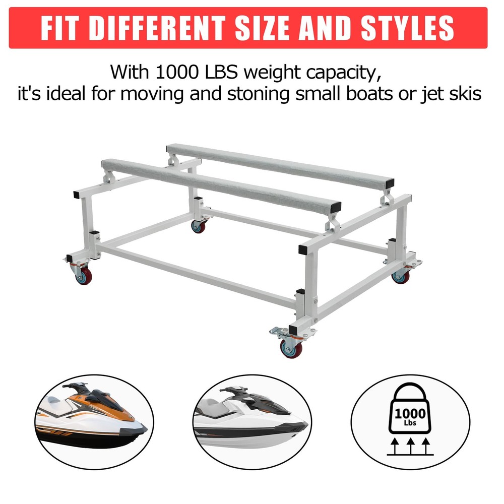 ✨Jet Ski Stand Dolly Adjustable Width 1000 lbs with 4 Casters,Storage Trailer