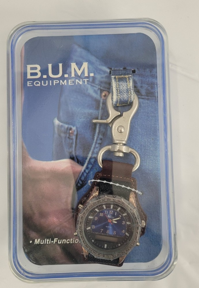 B.U.M. Equipment Multi-Function Clip On Pocket Watch NOS Needs Battery