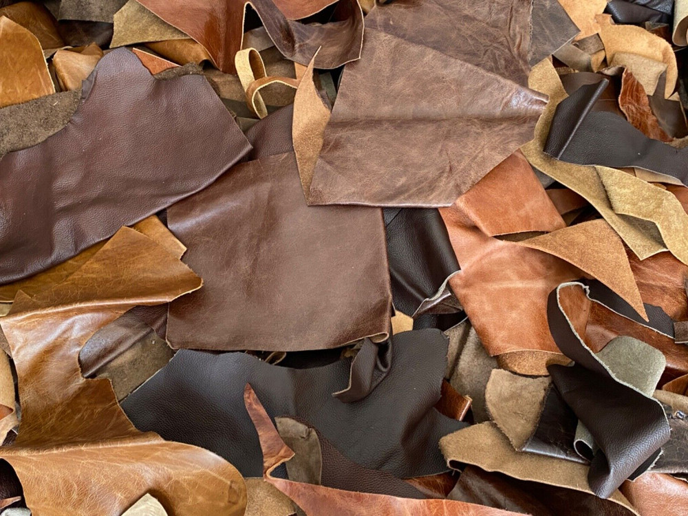 Brown Leather Offcuts & Remnants - 1kg - Various colours, thickness & sizes
