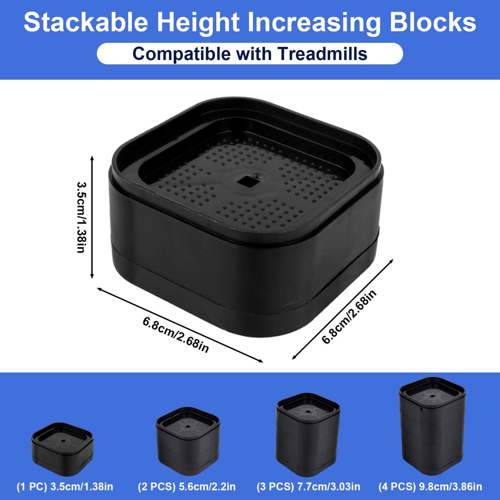4pcs Adjustable Treadmill Incline Blocks, Non‑Slip Stackable Ramp Pads