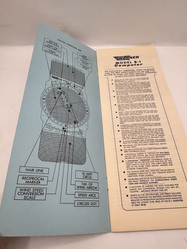 Warner Slide Graphic Computer Flight Computer B1 & Manual Cruising Ruler More