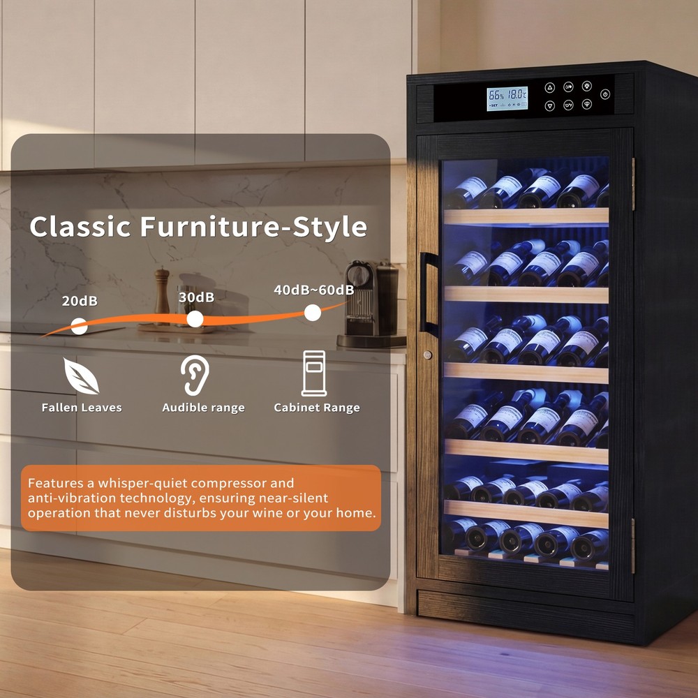 69 Bottles Touch Screen Display Constant Temperature Grape Wine Cooler,Black