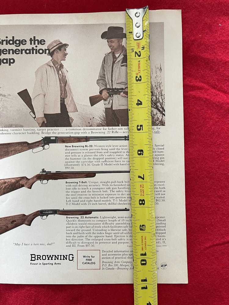 Browning BL-22, T-Bolt & .22 Automatic 1970 Print Ad