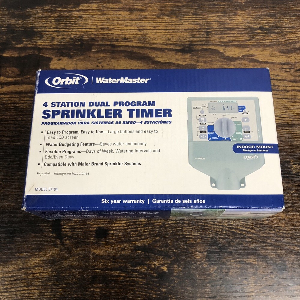 NEW Orbit WaterMaster 4 Station Dual Program Sprinkler Timer Model 57194