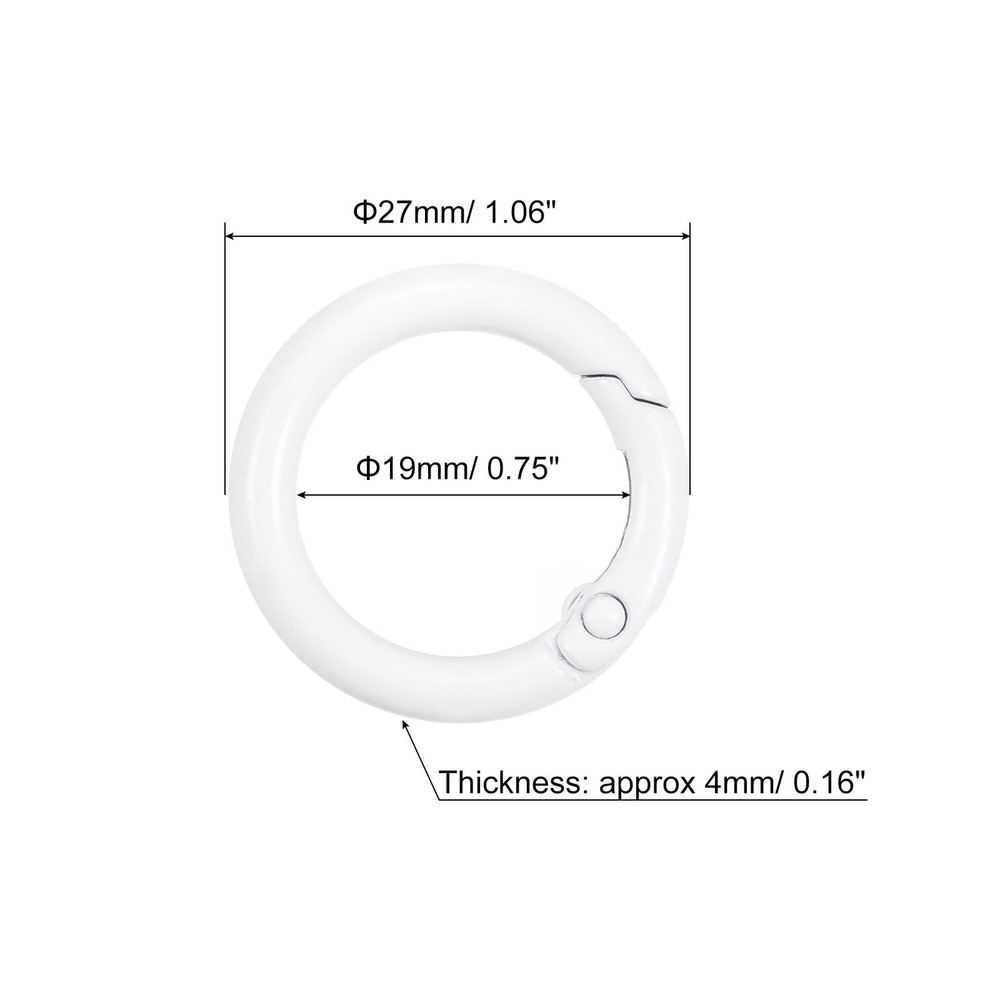 Round Spring O Rings 27mm/ 1.06" Trigger Buckle Snap White 12Pcs