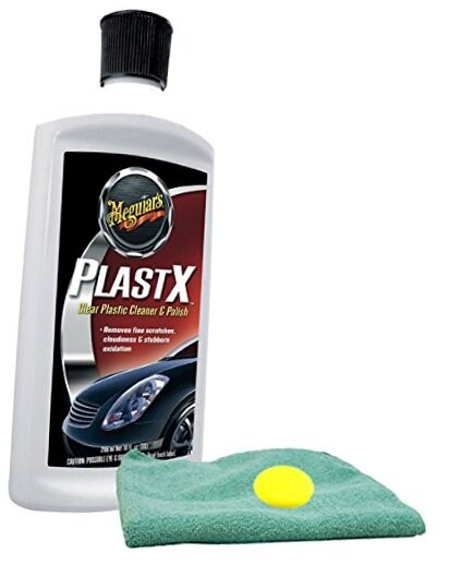 PlastX Clear Plastic Cleaner & Polish (10 oz) Bundle with Microfiber Cloth &
