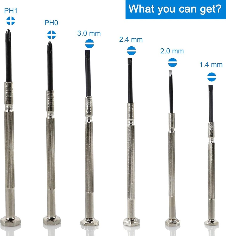 Durable 6 Sizes Mini Screwdriver Set for Watches and Electronics - Chrome Steel