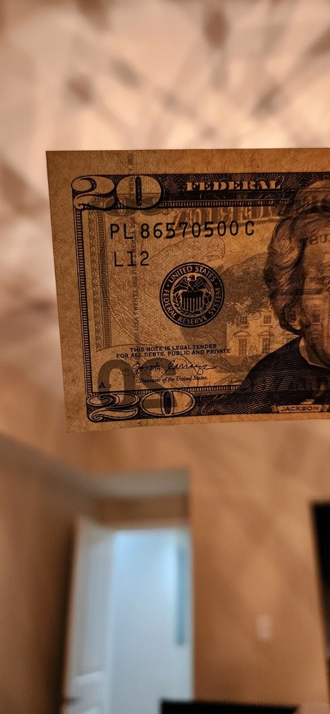 2017 $20 USD Miscut Note