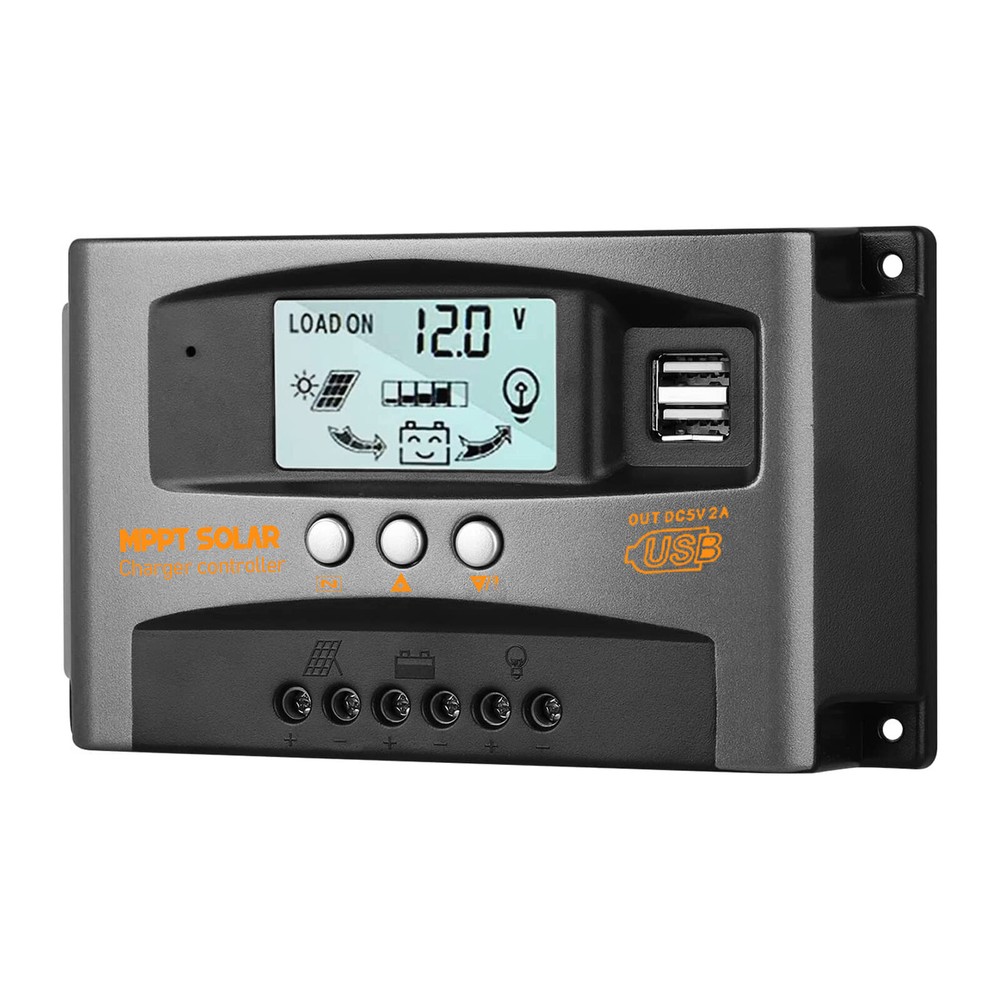 30A/60A MPPT Solar Panel Regulator Charge Controller 12V/24V Auto Dual USB LCD