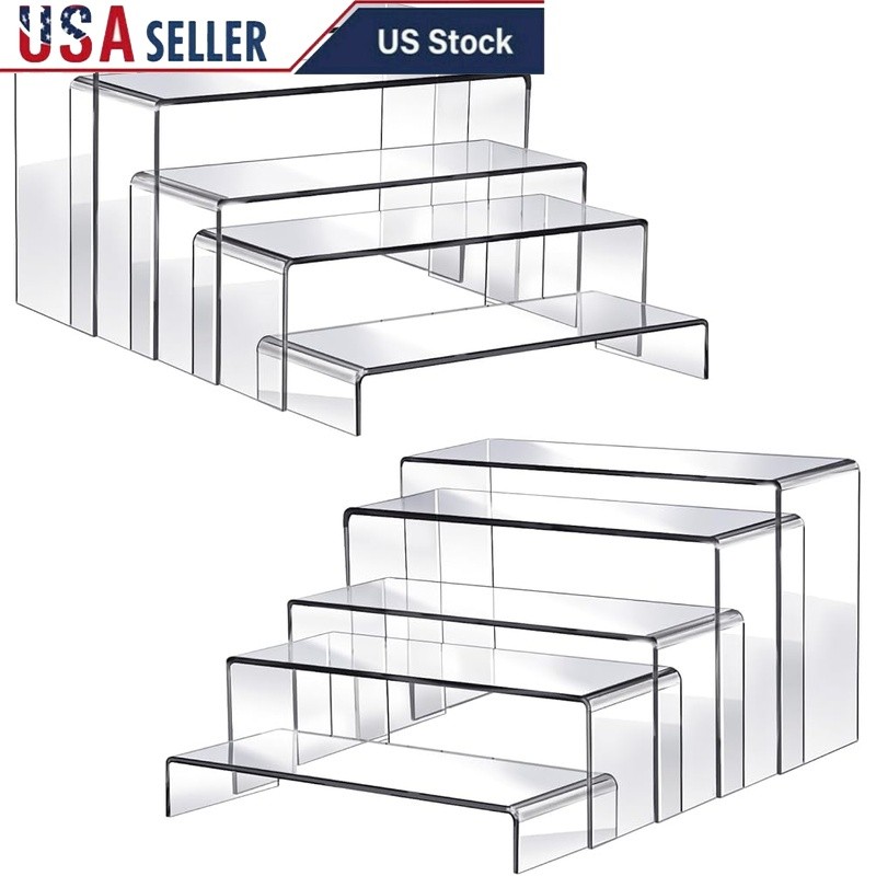Acrylic Display Risers Set Crystal Clear Multi Layer Showcase Collectibles New